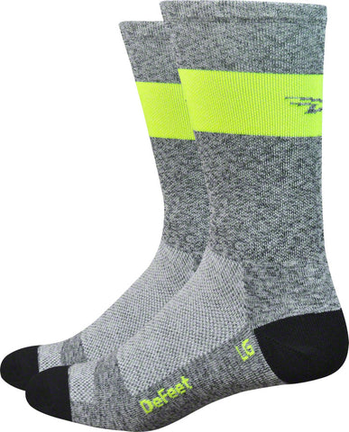 DeFeet Aireator SL Socks 7 inch GRAY Heather/HiVis Yellow Stripe