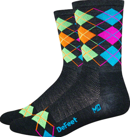 DeFeet Wooleator Hi Top Socks - 5 inch Argyle/Multi-Color X-Large