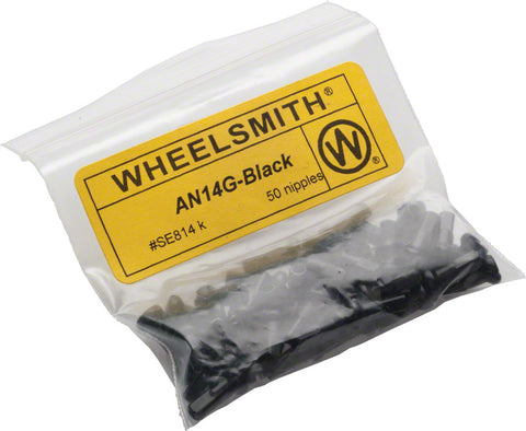 Wheel SMith 2.0 x 12mm Black Alloy Nipples Bag of 50