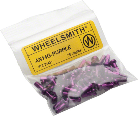 Wheel SMith 2.0 x 12mm Purple Alloy Nipples Bag of 50