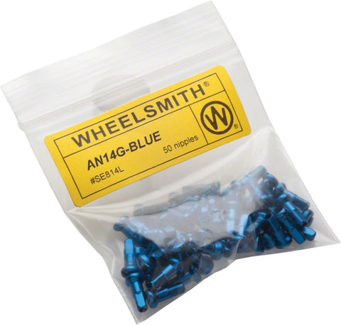 Wheel SMith 2.0 x 12mm Blue Alloy Nipples Bag of 50